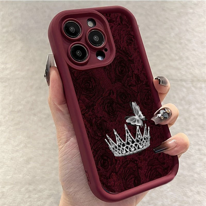 Apple Iphone 16 - Phone Case Red Rose Silver Crown