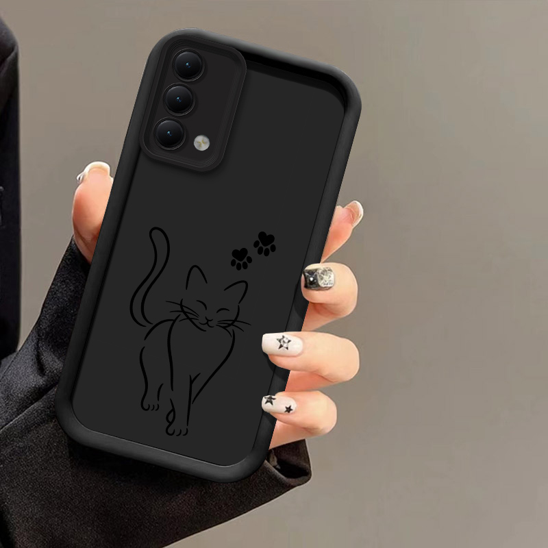 Cute Cat Line Black Phone Case - Oppo A78 ulasan dan harga