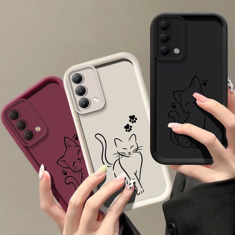 Cute Cat Line Black Phone Case - Oppo A78 ulasan dan harga
