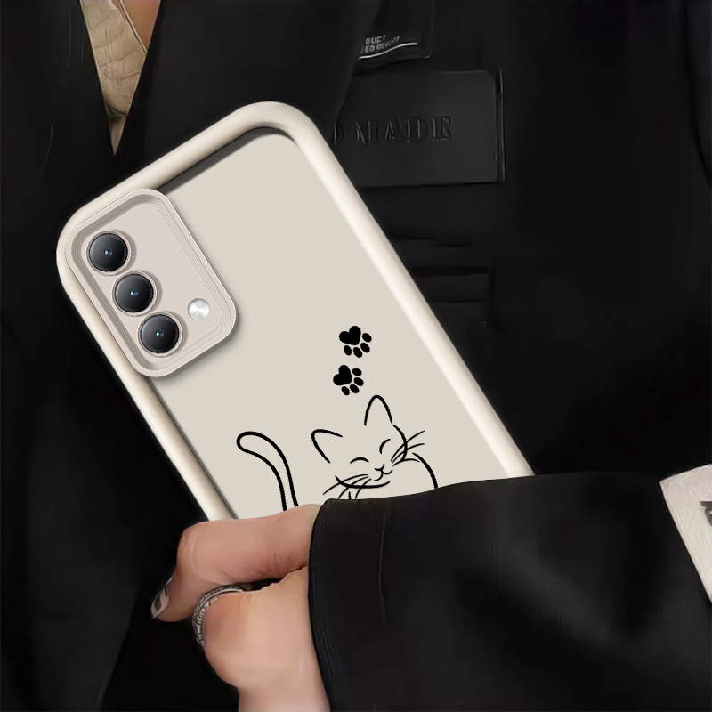 Cute Cat Line Black Phone Case - Oppo A78 ulasan dan harga