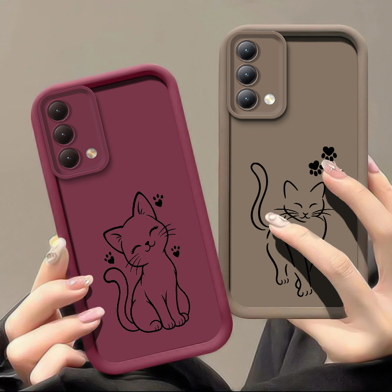 Cute Cat Line Black Phone Case - Oppo A78 ulasan dan harga